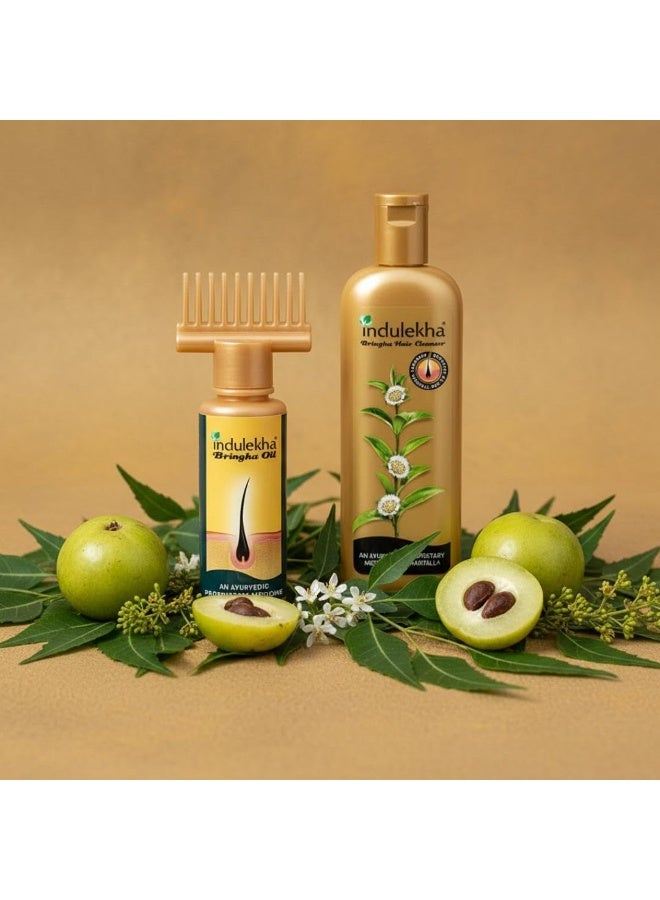 Indulekha Bringha Oil 100ml + Bringha Shampoo 340ml Combo Pack Reduce Hairfall with 9 Full Bringha Plant Extracts - Image 2